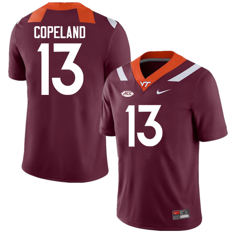 Men #13 Kemari Copeland Virginia Tech Hokies College Football Jerseys Stitched-Maroon